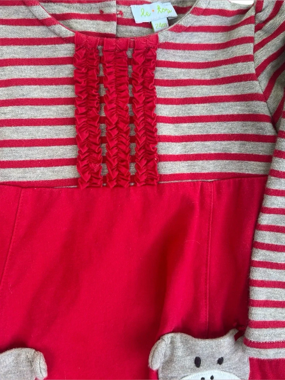 LeTop‎ Sock Monkey Dress Red Stripes 24 Months